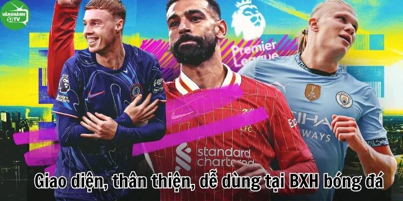 Giao diện BXH bóng đá thân thiện dễ dùng của VanKhanh TV